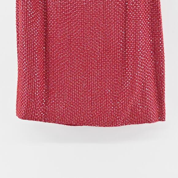 Vtg‎ Y2k CACHE Skirt Size 4 Silk Red Beaded Sequin Embellished Mini Siren Glam - Picture 4 of 11